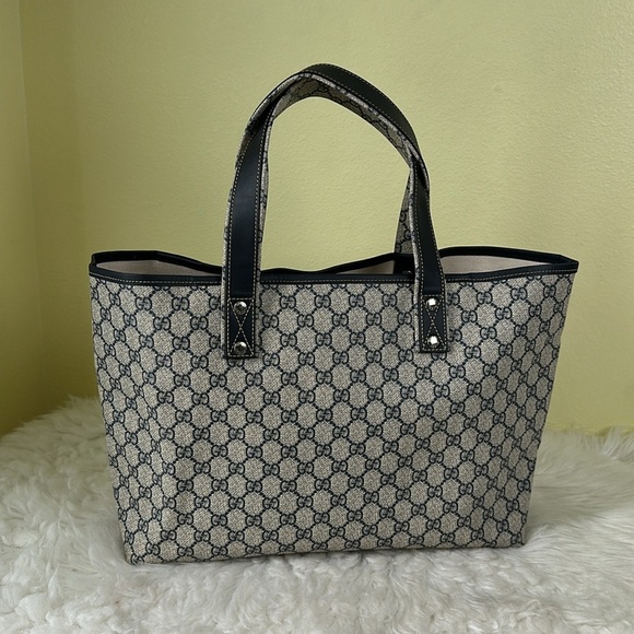 💯Authentic GUCCI GG Plus Monogram Medium Signature Web Loop Tote Navy🍀 - Picture 5 of 15